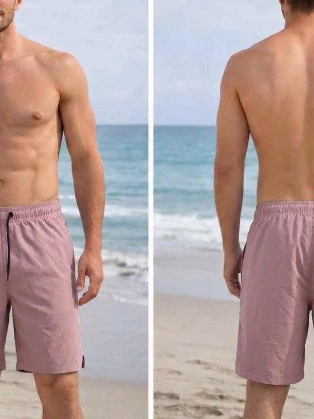 Pink Swim Trunks Men's Medium Drawstring Zipper Pockets